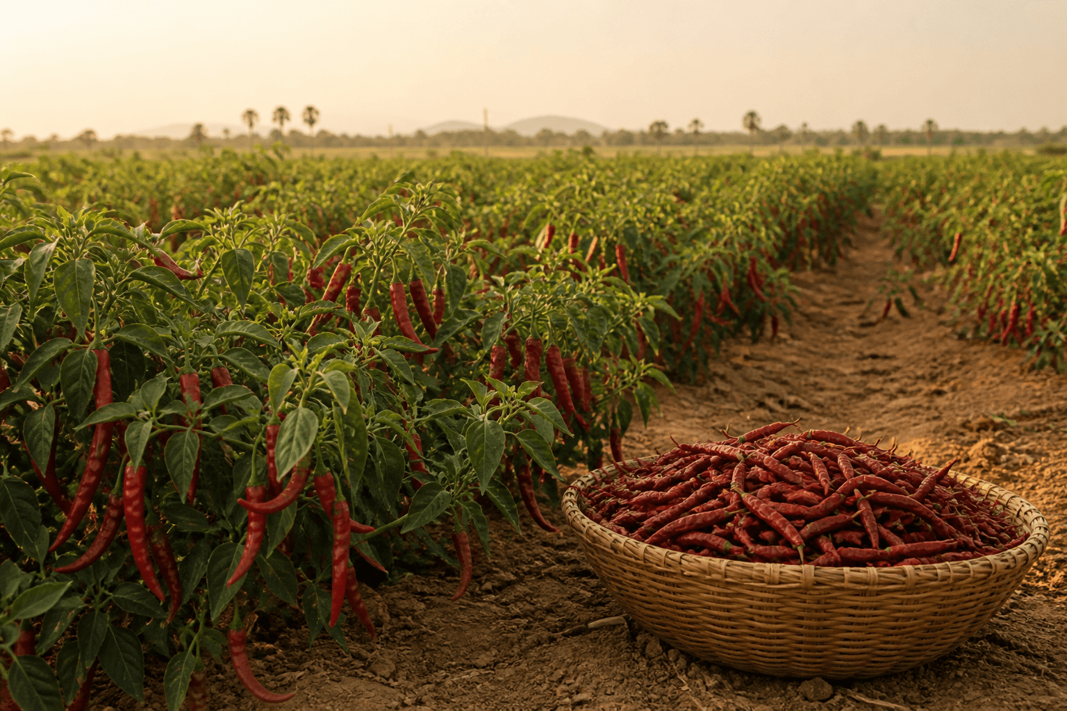 Red Chilli growing in Andhra Pradesh